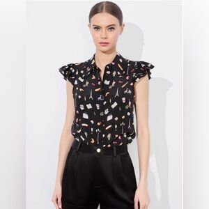 Alice + Olivia MARTEL SILK BLOUSE